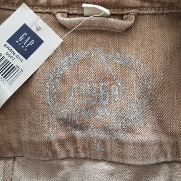 Girls GAP KIDS Youth L(10) Beige Tan Denim Button-Up Long Sleeve Jacket Pockets - Picture 12 of 13